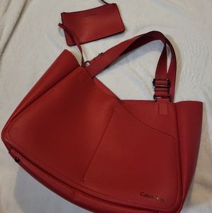 Calvin Klein Red Shoulder Bag with Pouch
